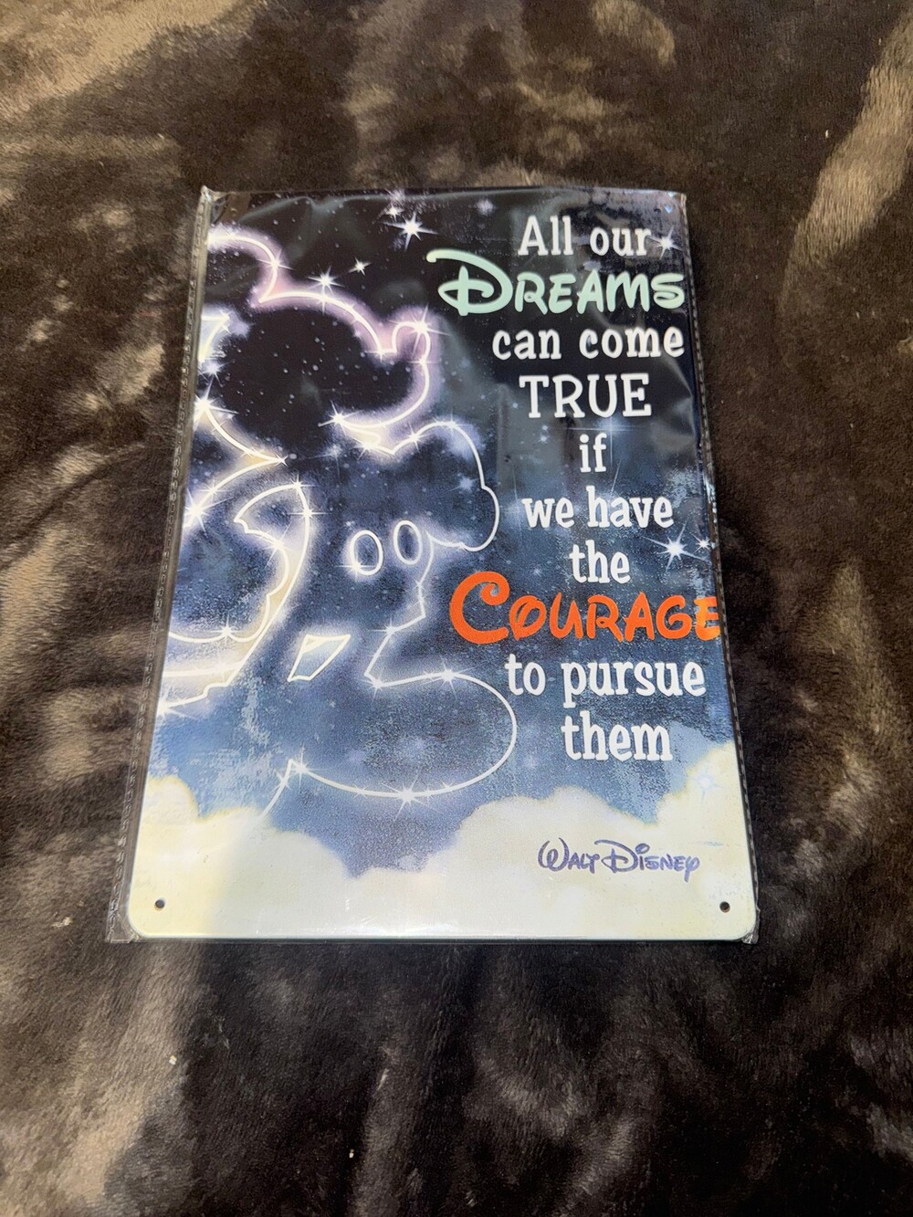 Walt Disney Metal Sign Mickey Mouse Quote All Our Dreams Can Come True